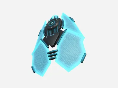 SciFi Shield A01 Black Blue - Sci Fi Weapon Design Low-poly 3D model