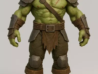 Fantasy Orc Warrior Soldier 3D Model Full Body OBJ STL GLB 3D model