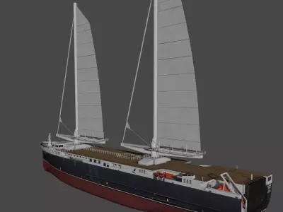 Sail-powered Ro-Ro cargo ship Neoliner Origin Low-poly 3D model
