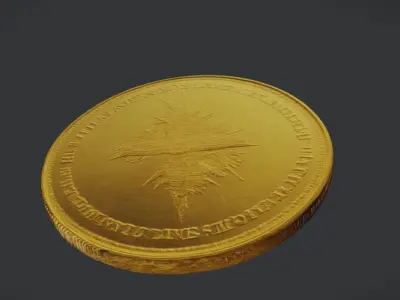 Ancient Realistic Gold Coin Low-poly 3D model