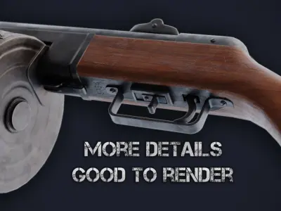 PPSH Submachine Gun Low-poly 3D model