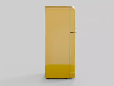 Retro fridge yellow Low-poly 3D model