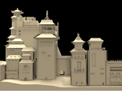 japanese  style castle kingdom Low-poly 3D model