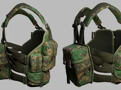Tactical Vest Low-poly 3D model 5