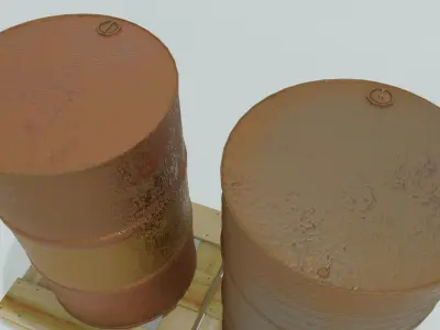 Metal Barrels on Pallets — 3D Model Collection 3D model