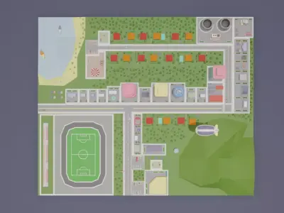 City Set Low Poly Free low-poly 3D model