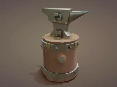 Blacksmith Anvil Set Low-poly 3D model