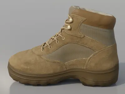Tan All Terrain Boots Low-poly 3D model