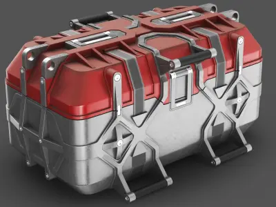 Detailed Sci Fi Container Red 3D model