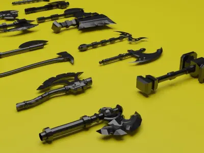A pack of various 3D axes 3D model