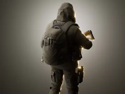 Post-Apocalyptic Modern Tactical  Soldier Low-poly 3D model