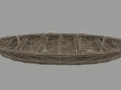 boat 6 wooden Low-poly 3D model