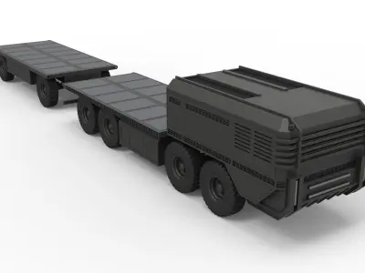 Military truck with trailer 3D model