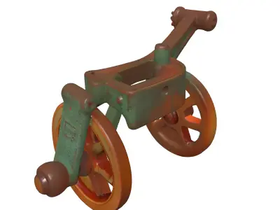 Rusty Industrial Railway Track Cart Low-poly 3D model