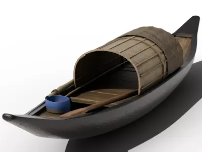 Small wooden boat 3D model