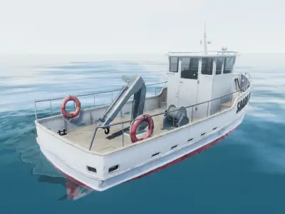 Fishing boat - water vehicle Low-poly 3D model