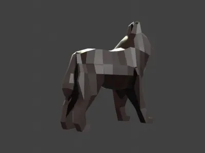 Low-Poly model of dog Husky Low-poly 3D model