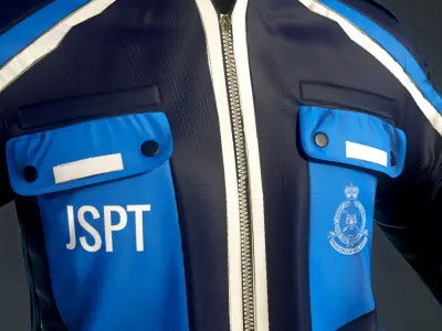 Polis Police Moto Jacket Malaysia Motorcycle Uniform Outfit  Low-poly 3D model