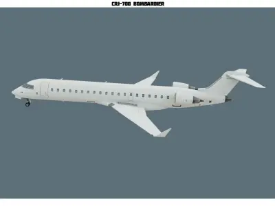 CRJ700 White Low-poly 3D model