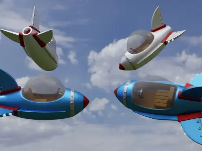 Spaceship Cartoon Low-poly 3D model purchase