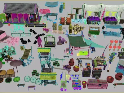 Asian ancient Chinese historical commercial elementsc 3D model
