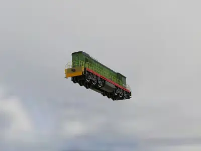 train in grass Low-poly 3D model