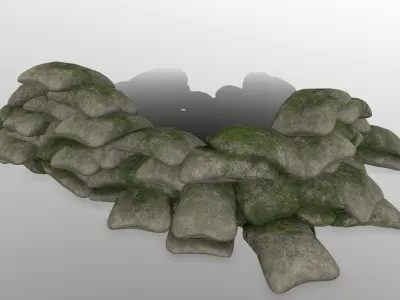 sandbag pile of rocks Low-poly 3D model