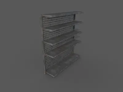 Aging shop supermarket unused single shelf rack Low-poly 3D model