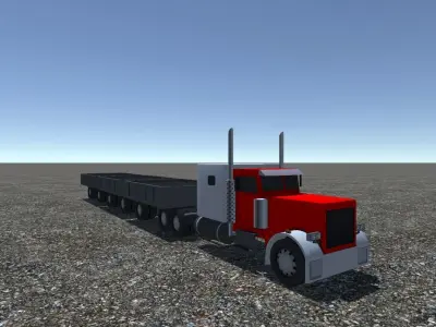 Industrial Long Truck 1 Low-poly 3D model