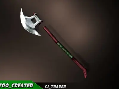Fantasy Axe Lowpoly 3D Model Low-poly 3D model