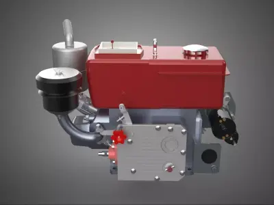CHINESE SINGLE CYLINDER DIESEL ENGINE MACHINE ELECTRIC STARTER 4 3D model