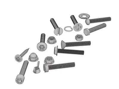 screws nuts bolts Low-poly 3D model