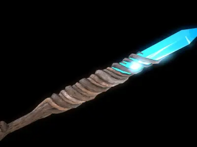Fantasy Wizard Staff PBR Low-poly 3D model