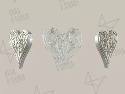 Playing Cards Symbols Pro Vector Heart Platinum and Golden 3D model