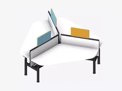 Desk - Cluster - Officetec - Modela - 120 Deg - Triangle Low-poly 3D model
