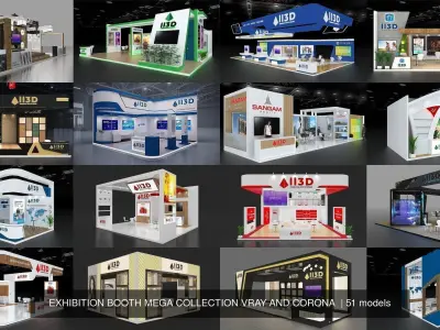 Exhibition booth mega collection vray and corona  3D Model Pack