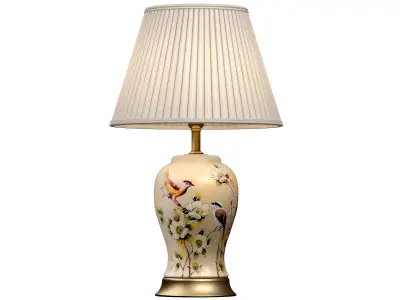 ZEDARO Painted Flower and Bird Ceramic Table Lamp 3D model