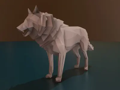 Low Poly Animals deer on table Low-poly 3D model