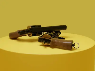 Black and gold Revolver 3D model