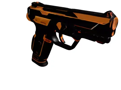 Cybernetic Pistol Orange Accents 3D model