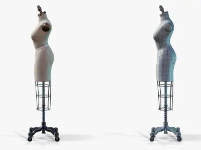 Mannequin Vintage on Wheels Low-poly 3D model