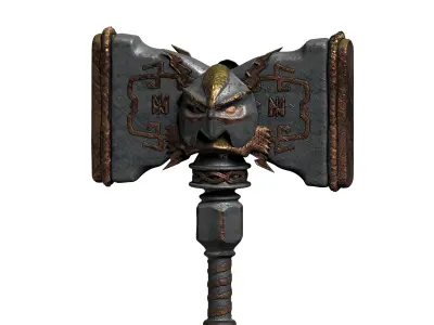 Dwarf hammer game asset 3D model