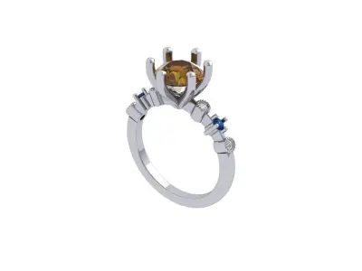 Solitaire Engagement Ring 3D print model 57
