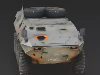 Destroyed Armored Personnel Carrier APC 3D Model Low-poly 3D model