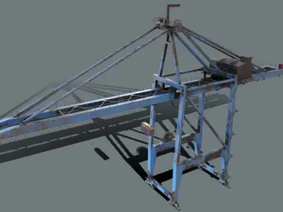 PBR Quayside Container Crane Version 1 - Blue Light Low-poly 3D model