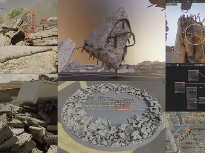 Reinforced Concrete Demolition Waste Low-poly 3D model
