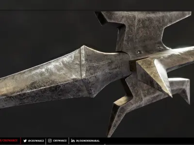 Orc Goblin Worn Iron Mace - fantasy PBR game ready weapon Low-poly 3D model