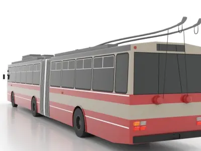 Trolleybus Skoda-15Tr Low Low-poly 3D model