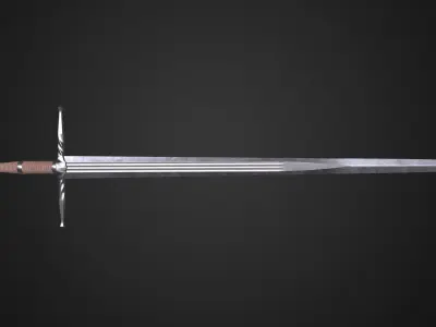 Medieval sword Low-poly 3D model 12