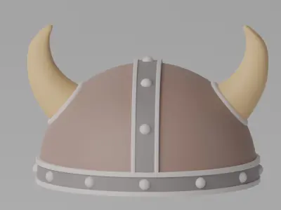Cartoon Viking Helmet 3D model